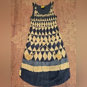 Maeve Anthropologie batik ruched sleeveless midi dress w/slip like new 6